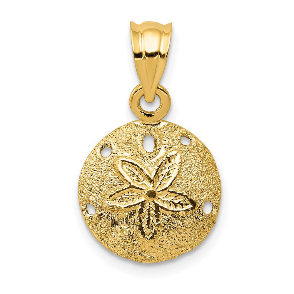 14k Yellow Gold 12mm Laser Cut Sand Dollar Pendant