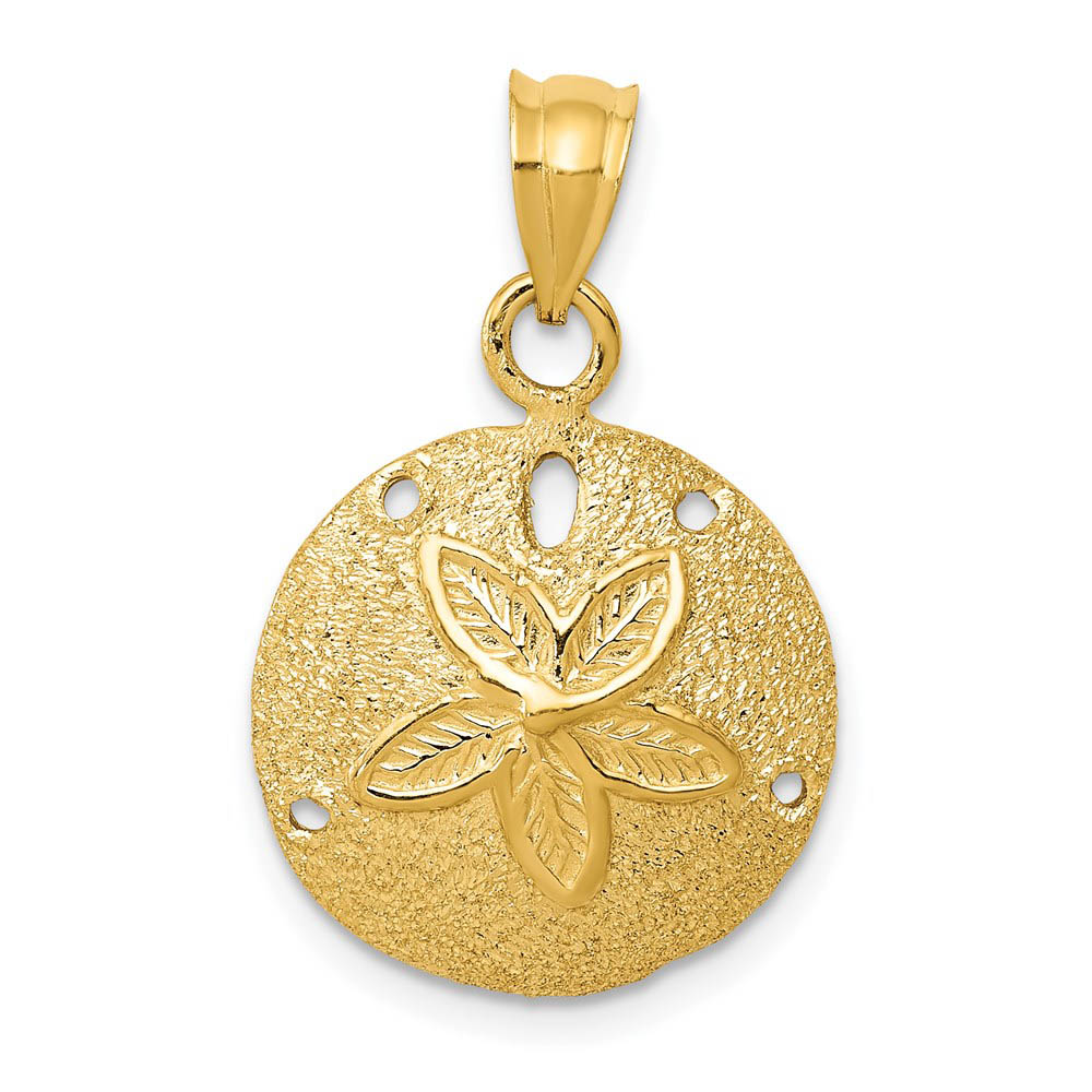 14k Yellow Gold 16mm Laser Cut Sand Dollar Pendant