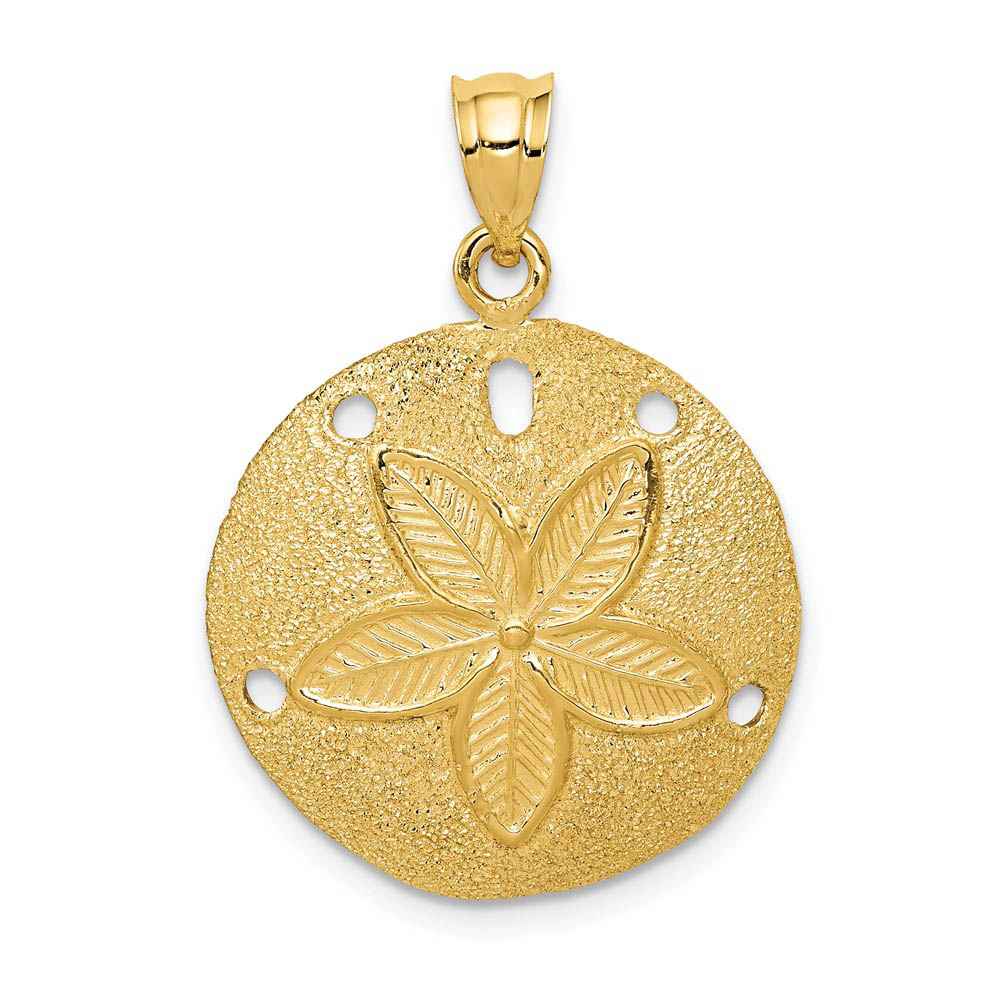 14k Yellow Gold 20mm Laser Cut Sand Dollar Pendant