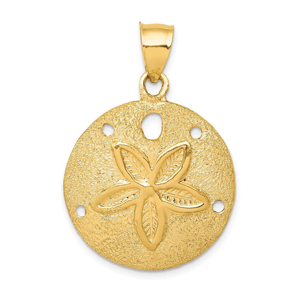 14k Yellow Gold 25mm Laser Cut Sand Dollar Pendant