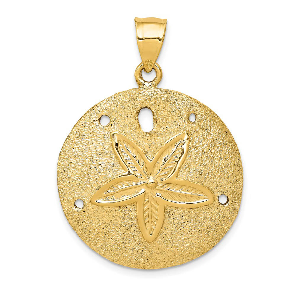 14k Yellow Gold 30mm Laser Cut Sand Dollar Pendant