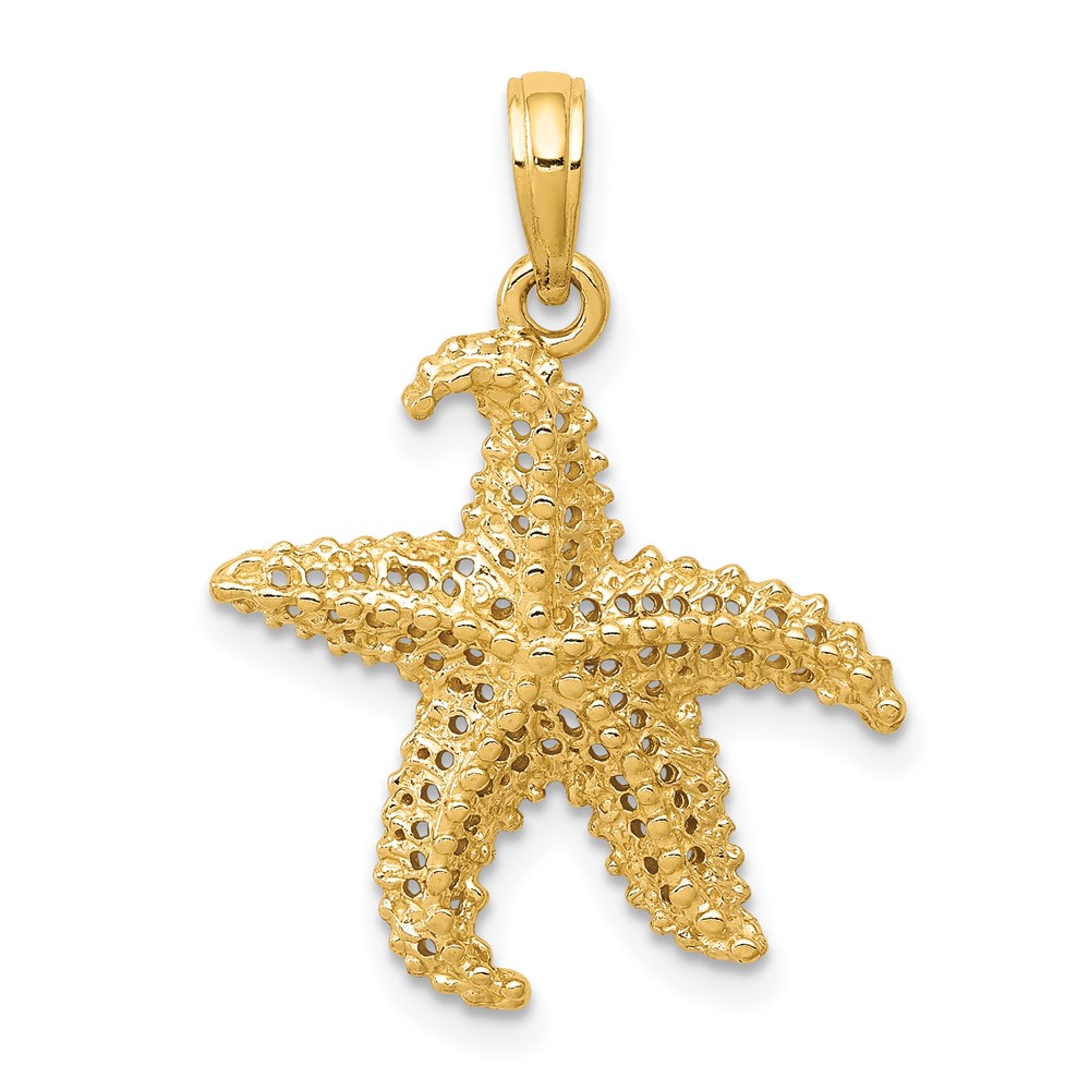 14k Yellow Gold 19mm Textured and Cutout Starfish Pendant