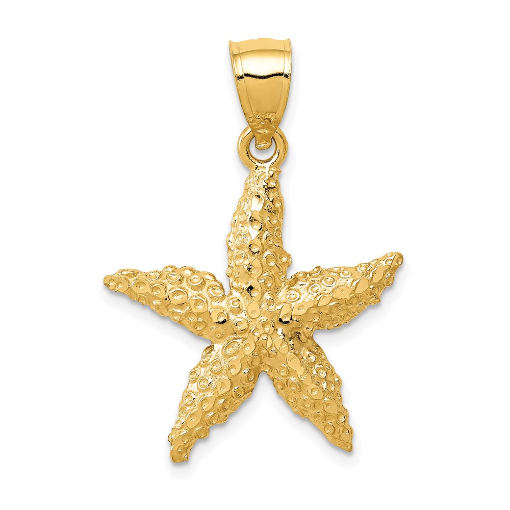 14k Yellow Gold 20mm Textured Starfish Pendant