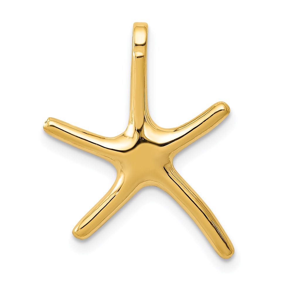 14k Yellow Gold 15mm Polished Pencil Starfish Slide Pendant