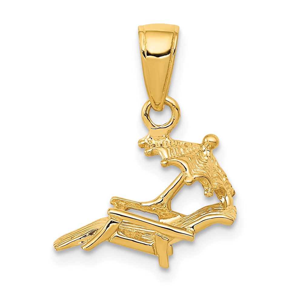 14k Yellow Gold 3D Lounge Chair and Umbrella Pendant