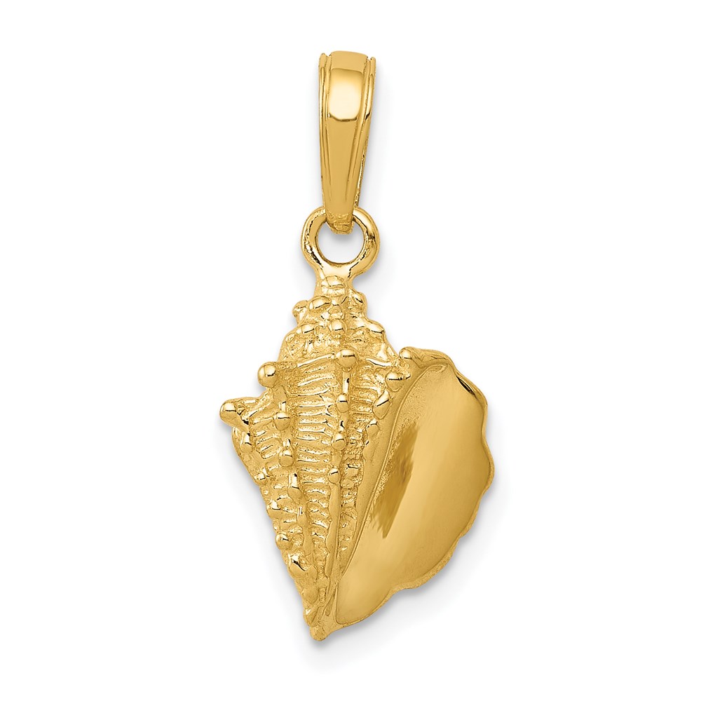 14k Yellow Gold Polished Textured Conch Shell Pendant