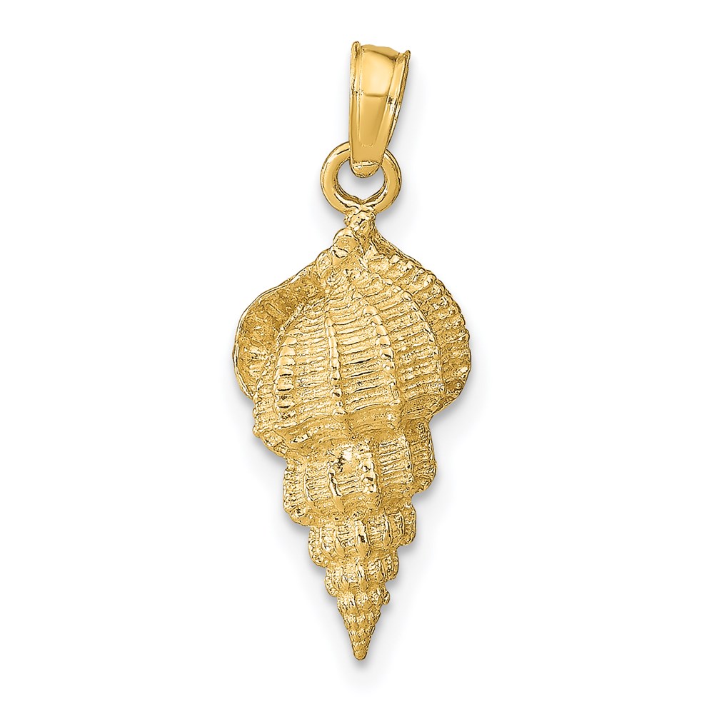 14k Yellow Gold 2D Textured Conch Shell Pendant