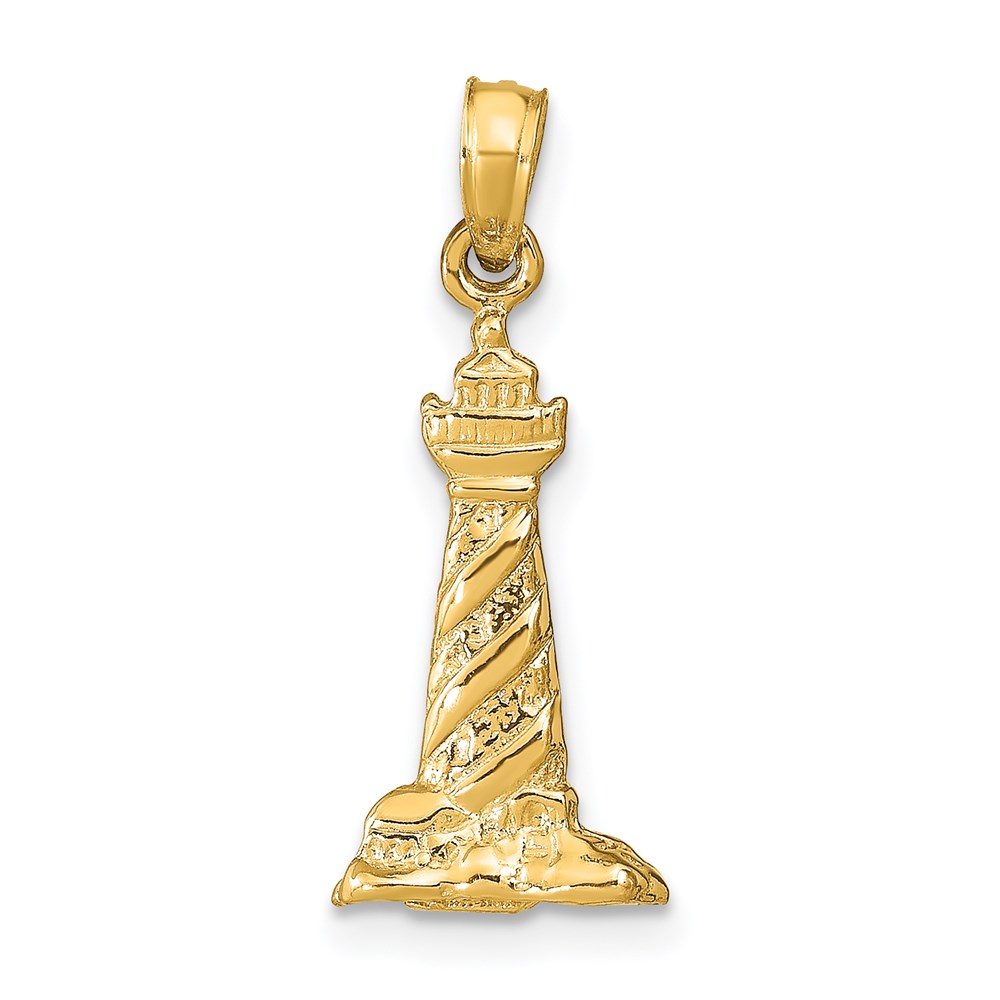 14k Yellow Gold 3D Cape Hatteras Lighthouse Pendant