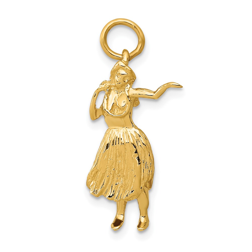 14k Yellow Gold 3D Hula Dancer Pendant