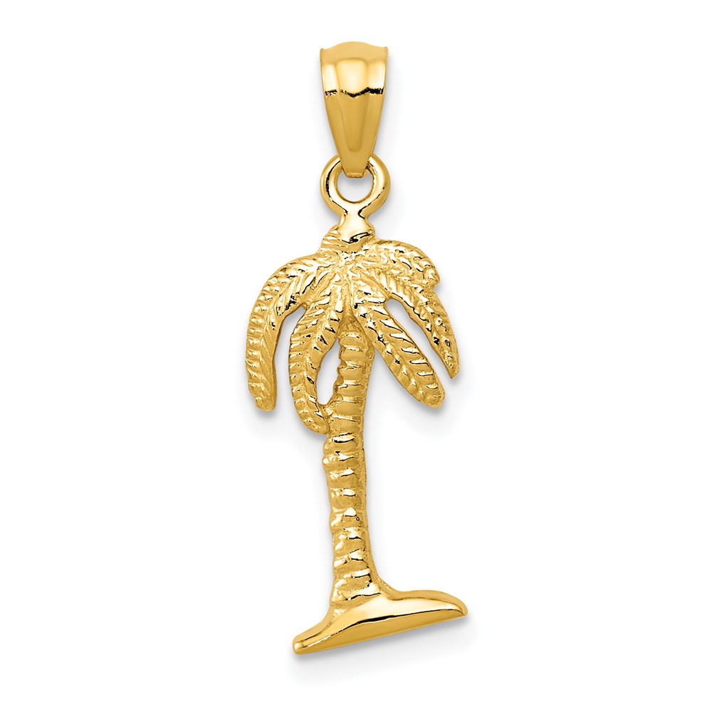 14k Yellow Gold 24mm Polished Palm Tree Pendant