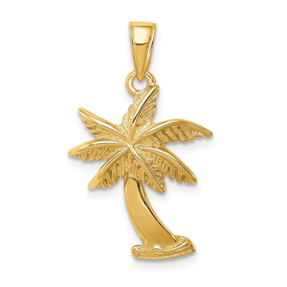 14k Yellow Gold Palm Tree Pendant