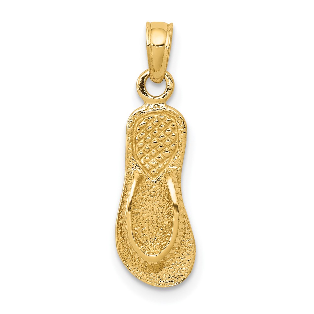 14k Yellow Gold Textured Flip Flop Pendant