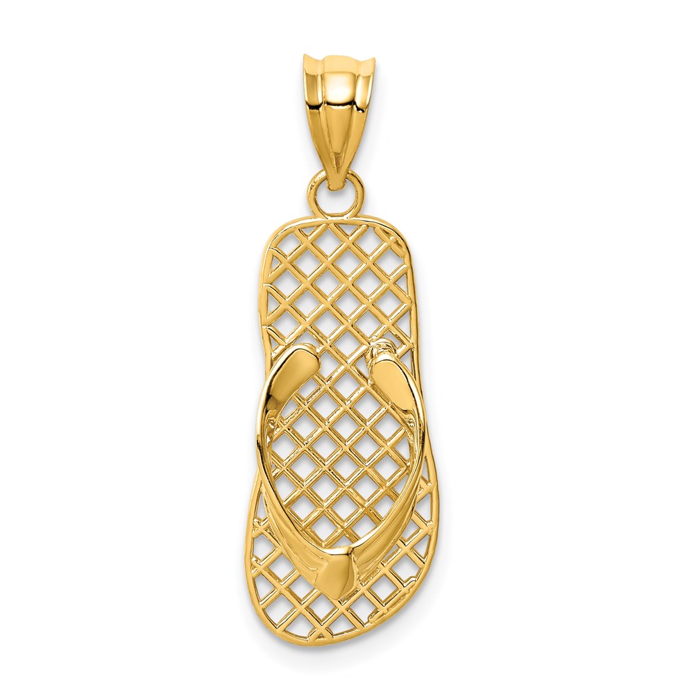 14k Yellow Gold Mesh Flip Flop Pendant