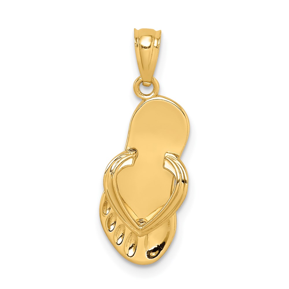 14k Yellow Gold 3D Polished Flip Flop Pendant