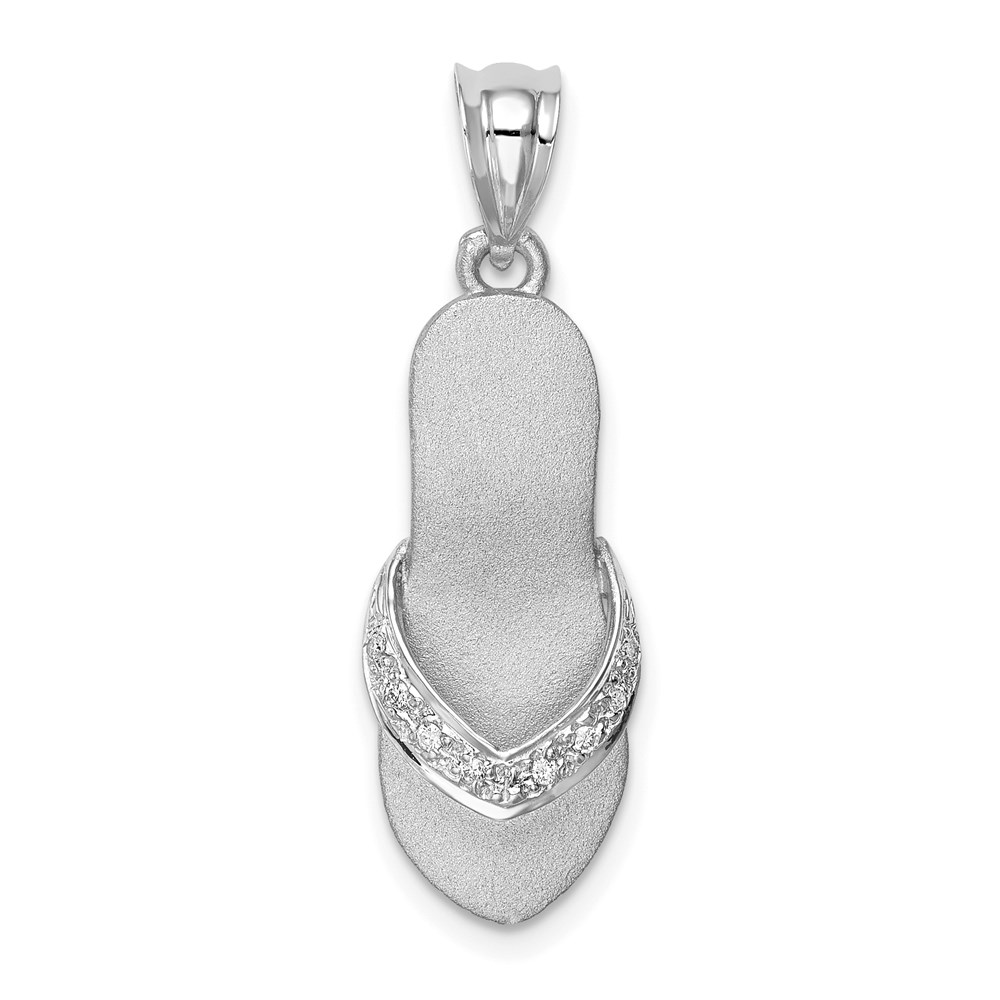 Diamond Satin Sandal Pendant in 14k White Gold