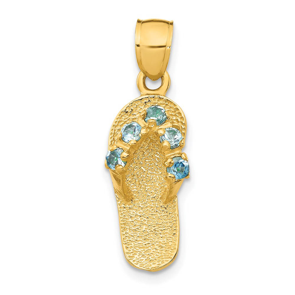 14k Yellow Gold December Cubic Zirconia Birthstone Flip Flop Pendant