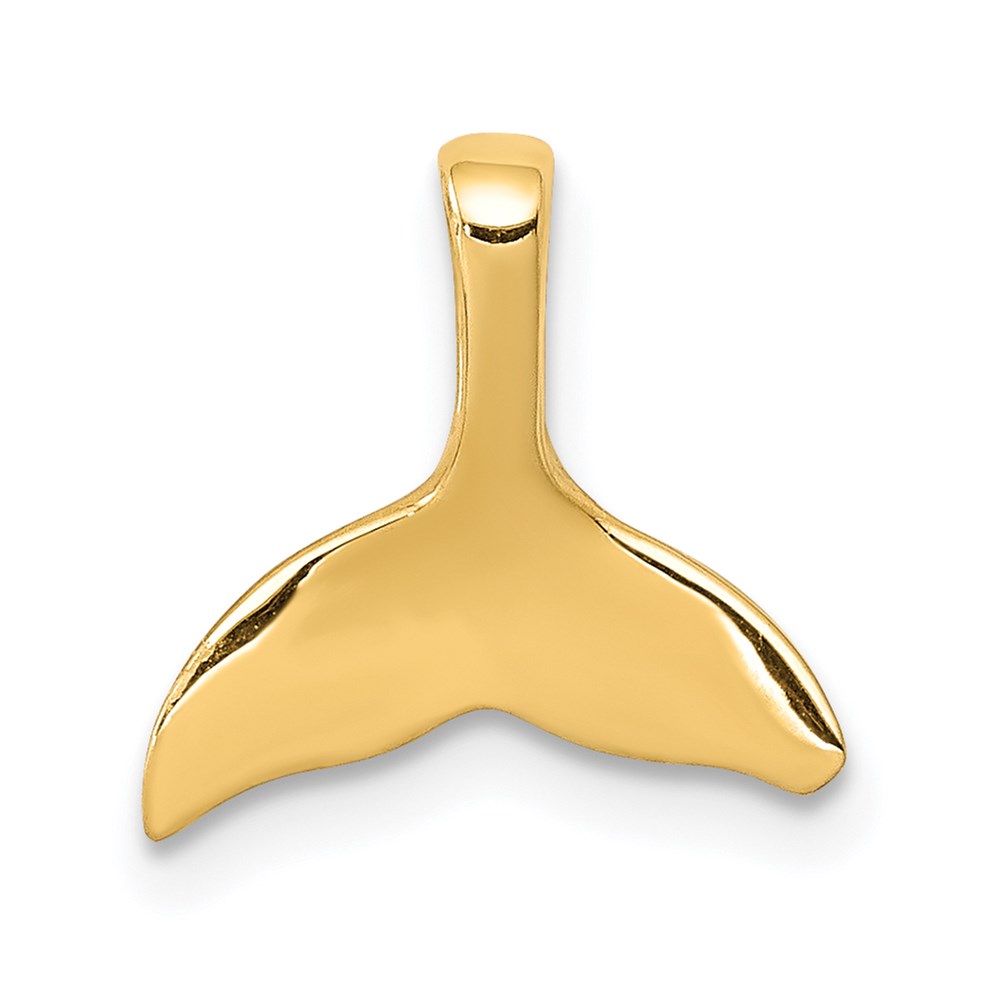 14k Yellow Gold Small Whale Tail Slide Pendant