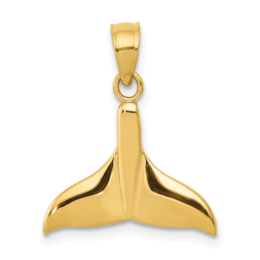 14k Yellow Gold 20mm Polished Whale Tail Pendant