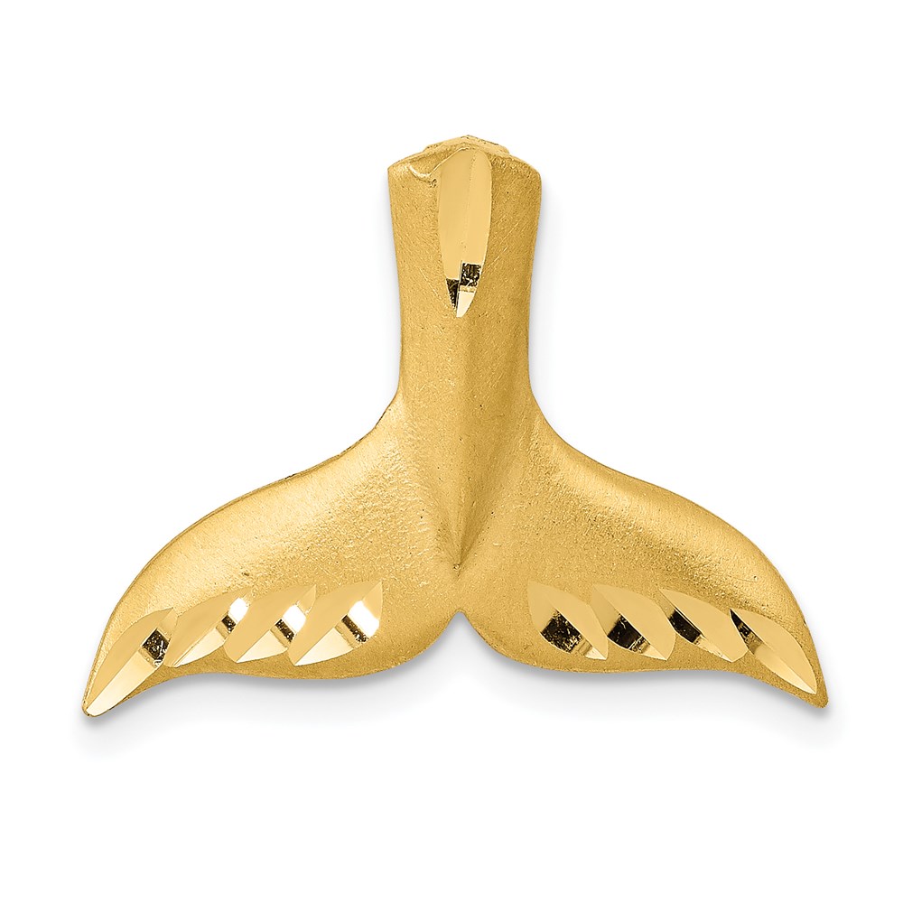 14k Yellow Gold Satin and Diamond Cut Whale Tail Slide