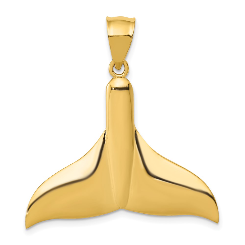 14k Yellow Gold 32mm Whale Tail Pendant