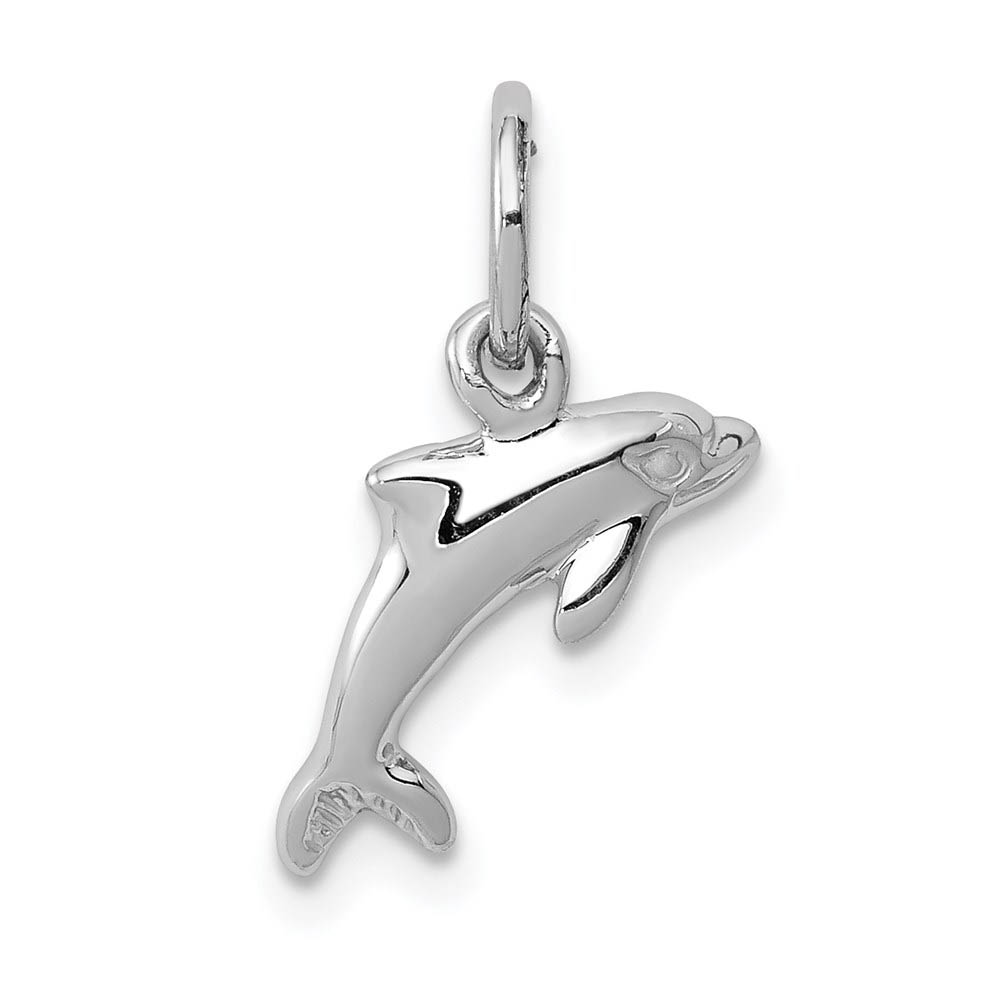 14k White Gold 12mm Dolphin Charm