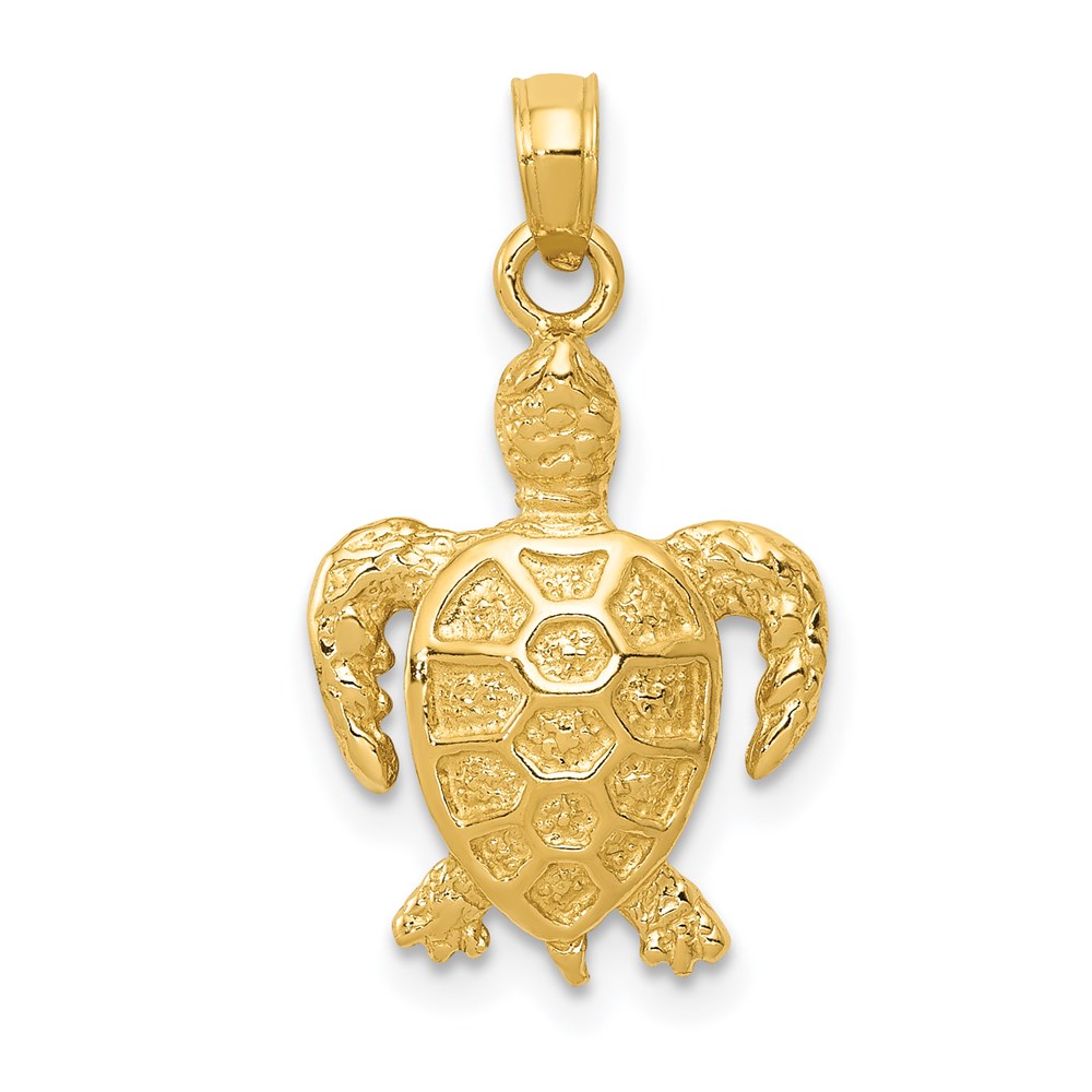 14k Yellow Gold Sea Turtle Pendant