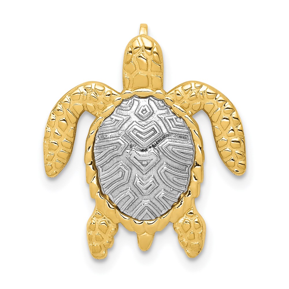 14k Yellow and White Gold, Two Tone Sea Turtle Slide, 20mm