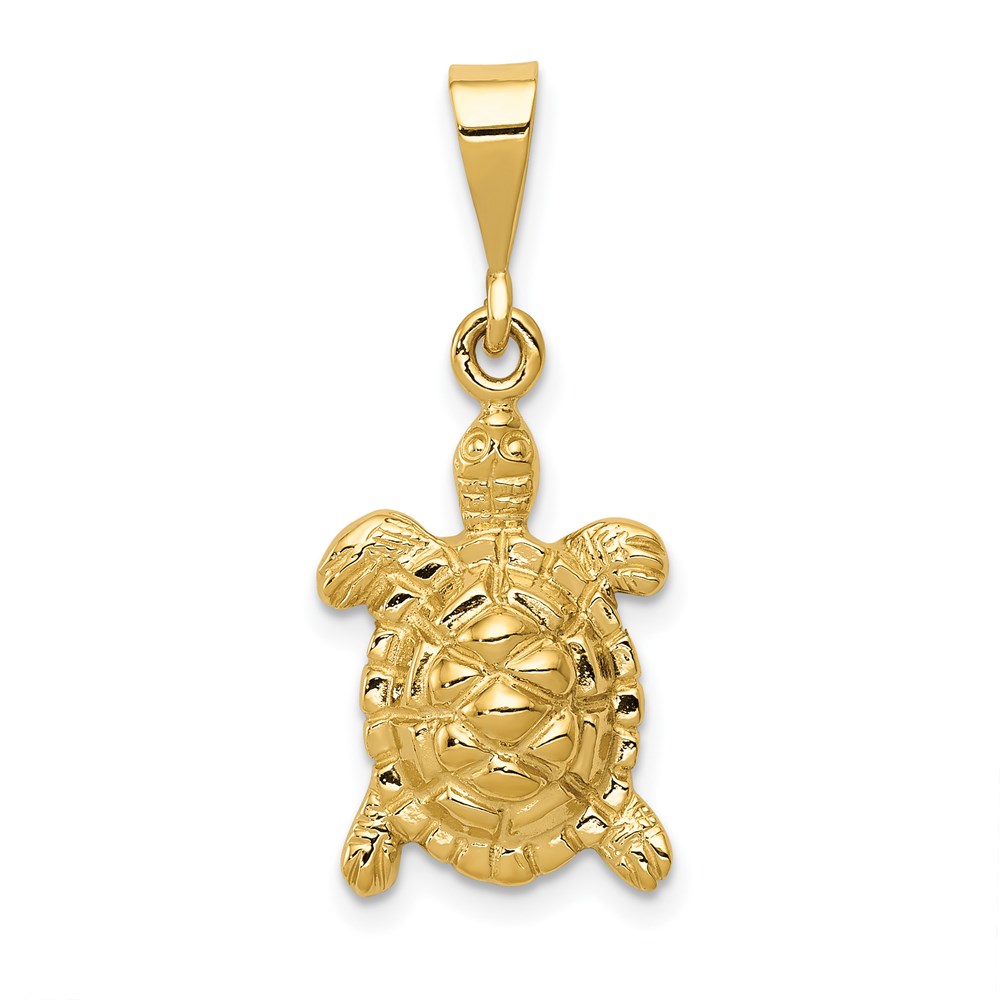 14k Yellow Gold 2D Turtle Pendant