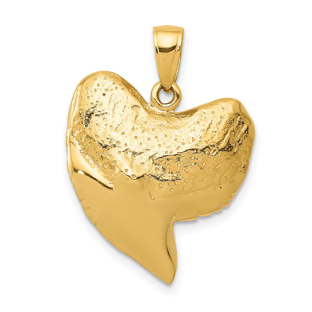 14k Yellow Gold 3D Shark Tooth Pendant