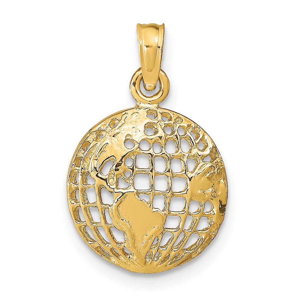 14k Yellow Gold 13mm Concaved Globe Pendant