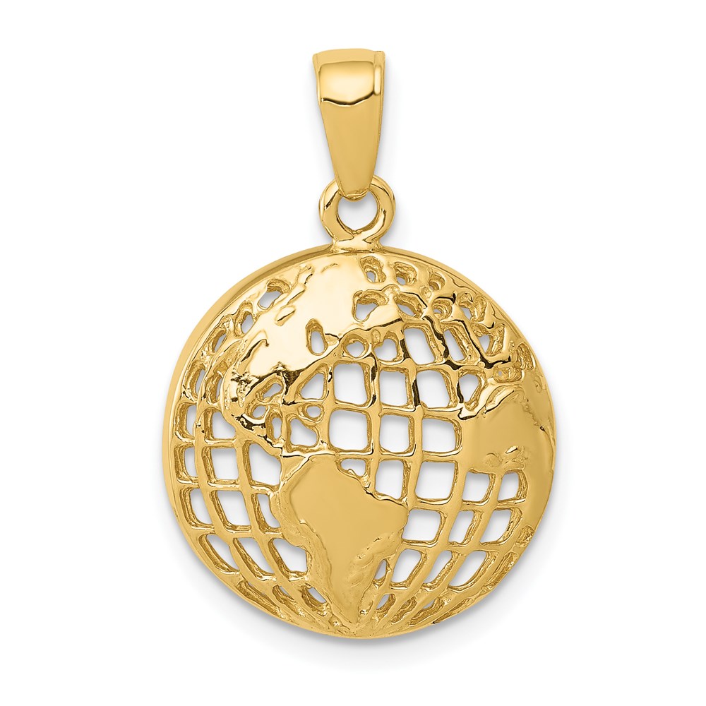 14k Yellow Gold 16mm Concaved Globe Pendant