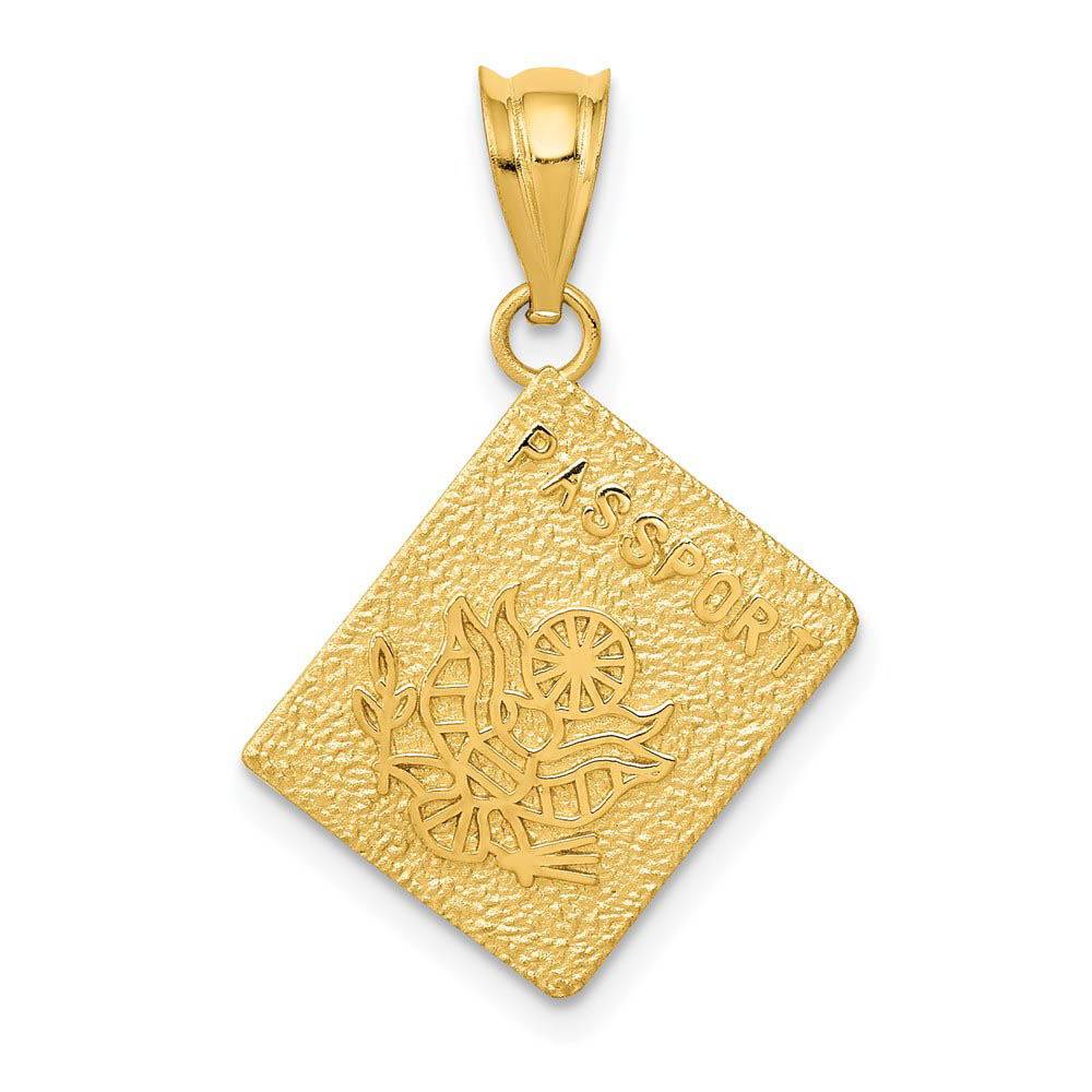 14k Yellow Gold Textured Passport Pendant