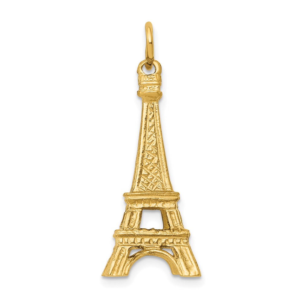 14k Yellow Gold 25mm 3D Eiffel Tower Pendant