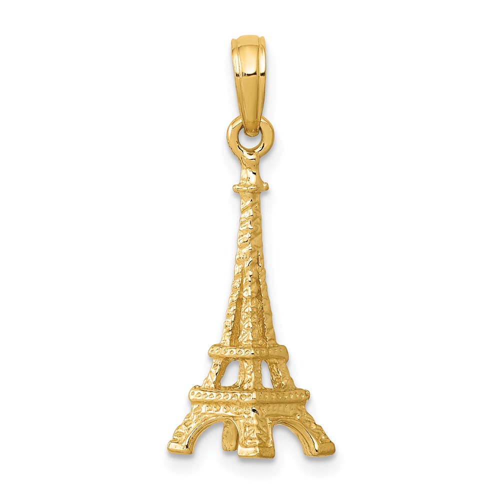 14k Yellow Gold 3D Eiffel Tower Pendant