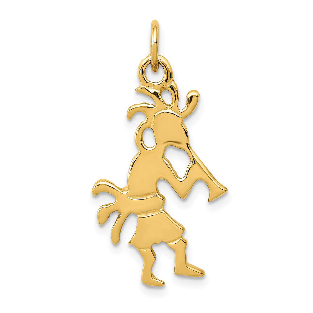 14k Yellow Gold 3D Kokopelli Charm