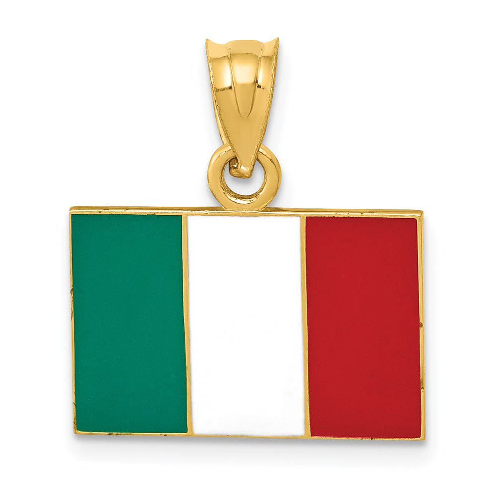 14k Yellow Gold Enameled Flag of Italy Pendant