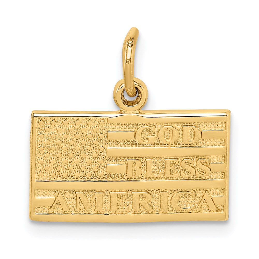 14k Yellow Gold God Bless America Flag Charm