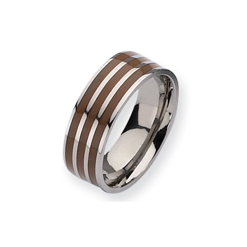 Titanium, 8mm Brown Enamel Comfort Fit Band