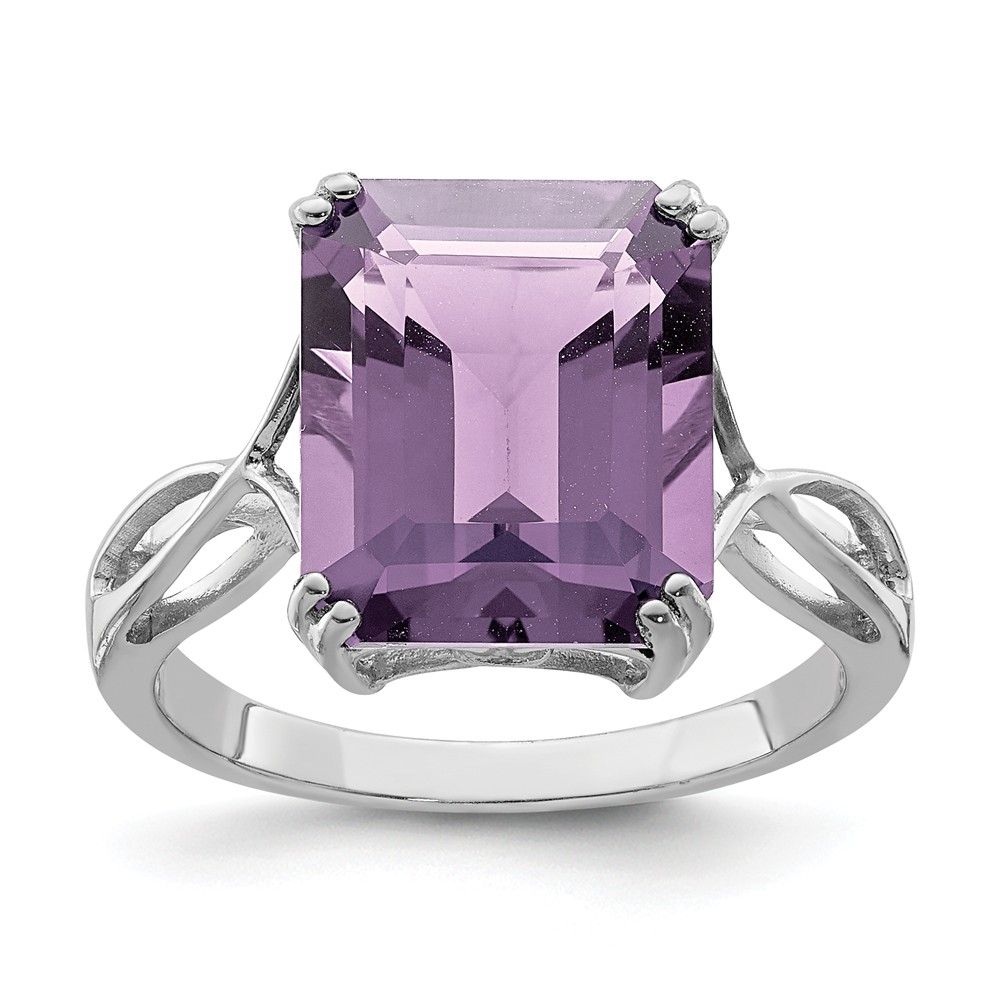 Octagonal Pink Quartz Ring in Sterling Silver