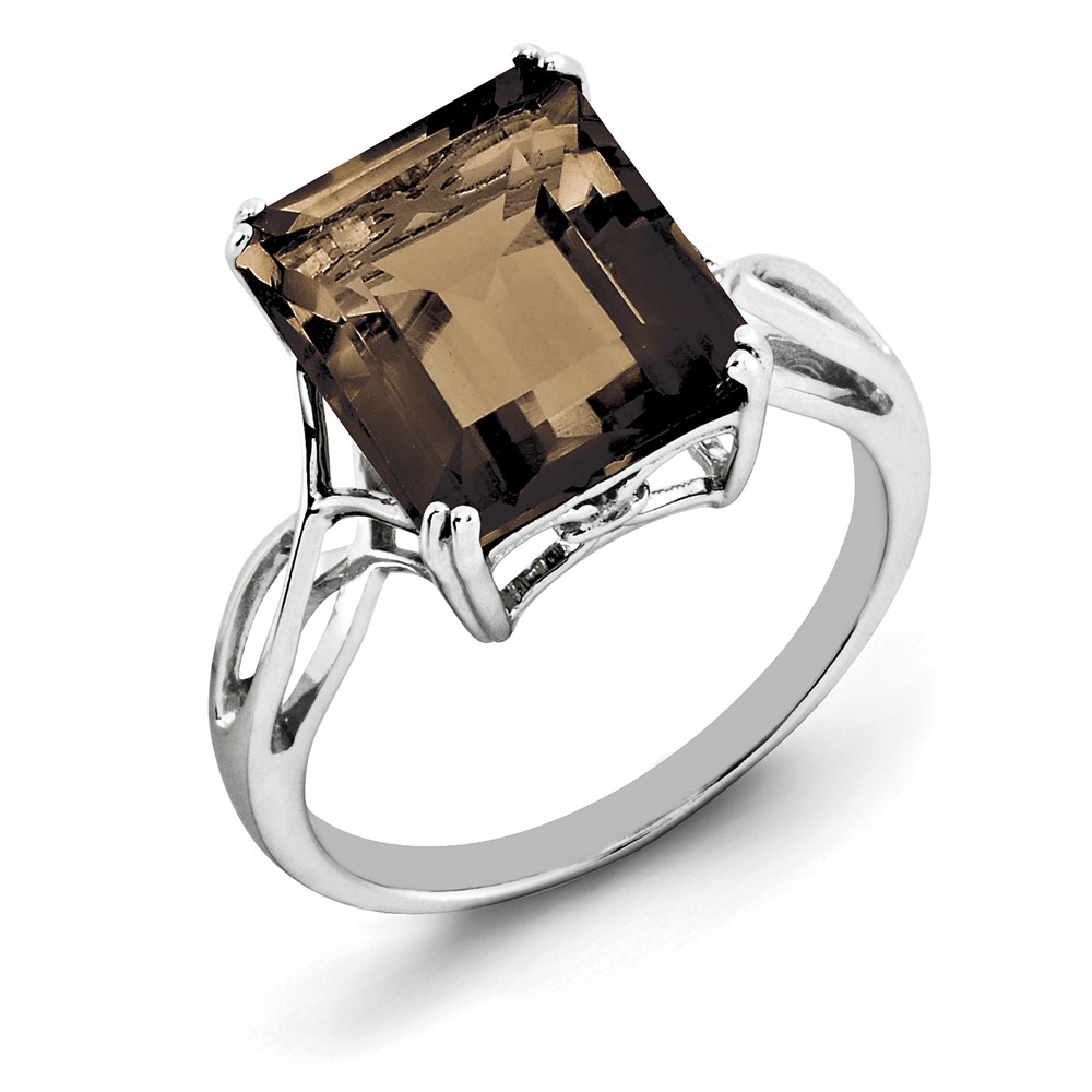 Octagonal Smokey Quartz Ring in Sterling Silver