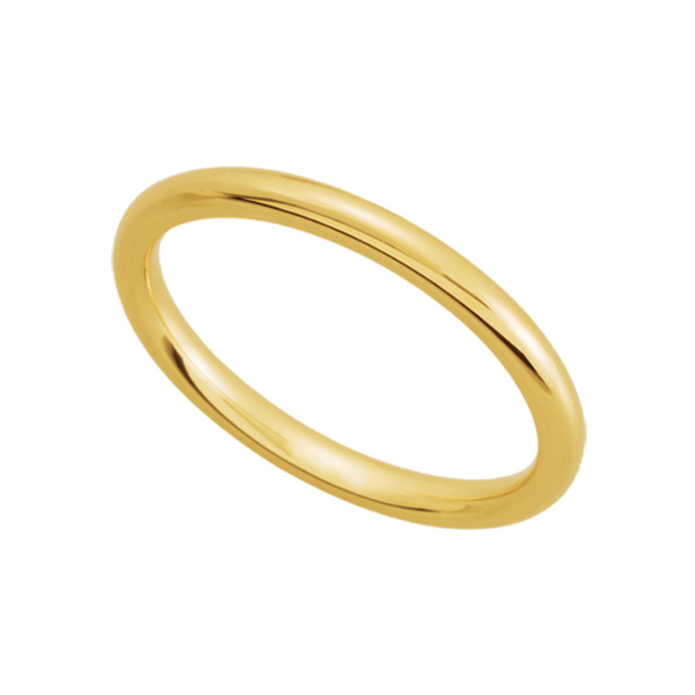 2mm Domed Comfort Fit Wedding Band in 14k Yellow Gold, Size 10