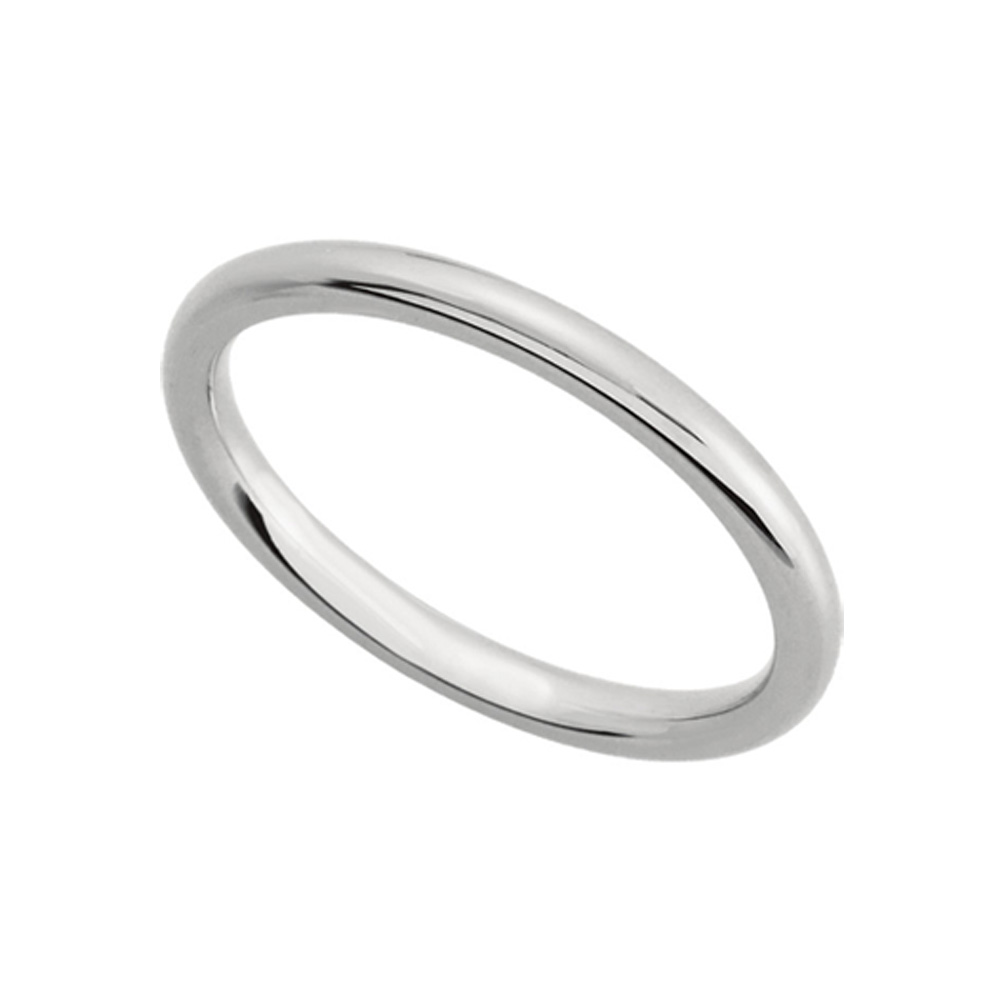 2mm Domed Comfort Fit Wedding Band in 14k White Gold, Size 9.5