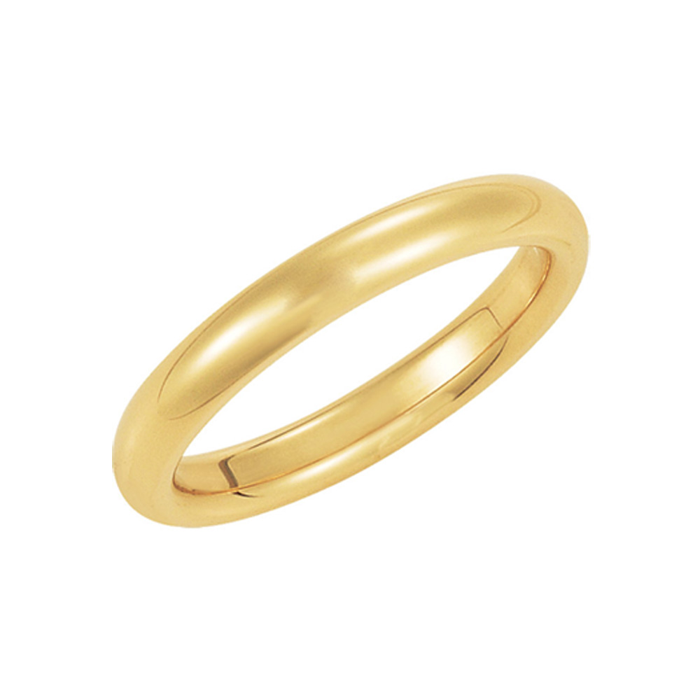 3mm Domed Comfort Fit Wedding Band in 14k Yellow Gold, Size 9