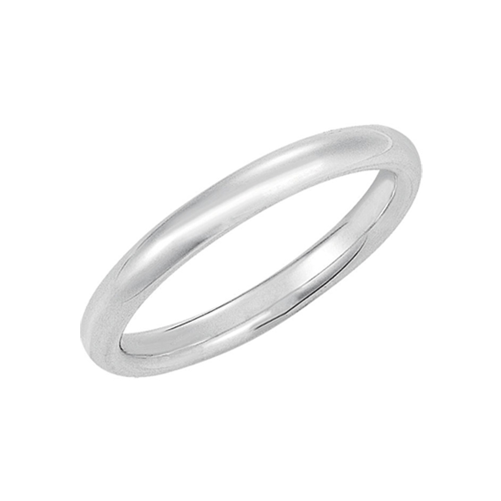 3mm Domed Comfort Fit Wedding Band in 14k White Gold, Size 11