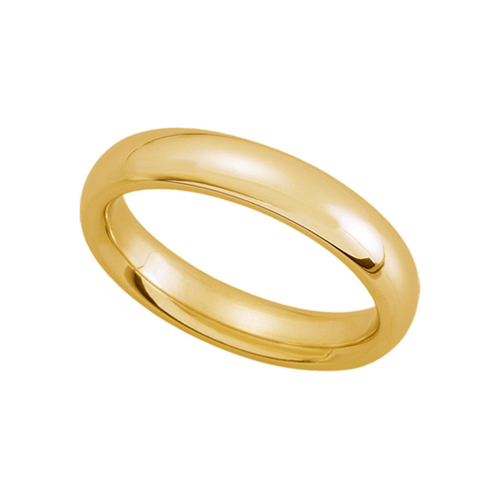 4mm Domed Comfort Fit Wedding Band in 14k Yellow Gold, Size 9.5