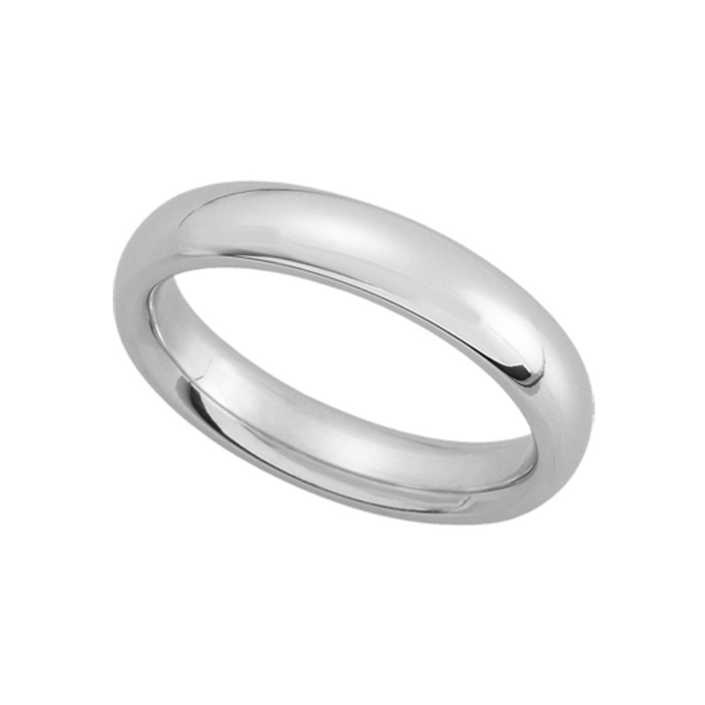 4mm Domed Comfort Fit Wedding Band in 14k White Gold, Size 9