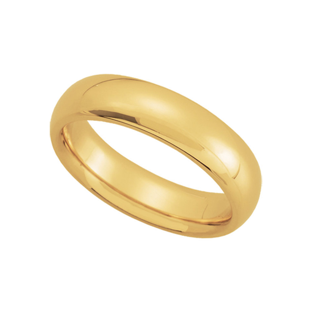 5mm Domed Comfort Fit Wedding Band in 14k Yellow Gold, Size 11.5