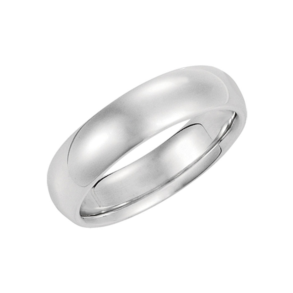 5mm Domed Comfort Fit Wedding Band in 14k White Gold, Size 9