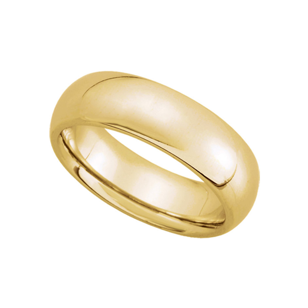 6mm Domed Comfort Fit Wedding Band in 14k Yellow Gold, Size 14.5