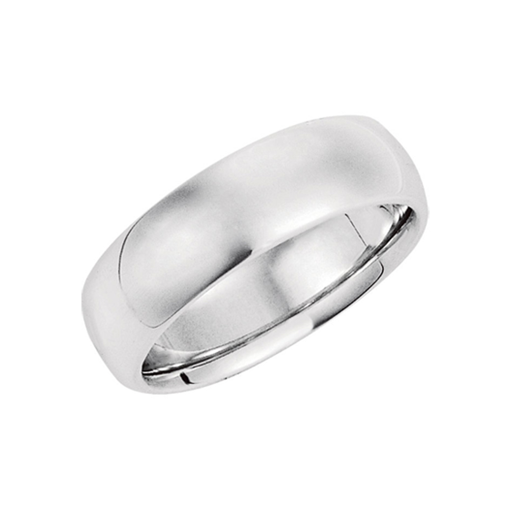 7mm Domed Comfort Fit Wedding Band in 14k White Gold, Size 9